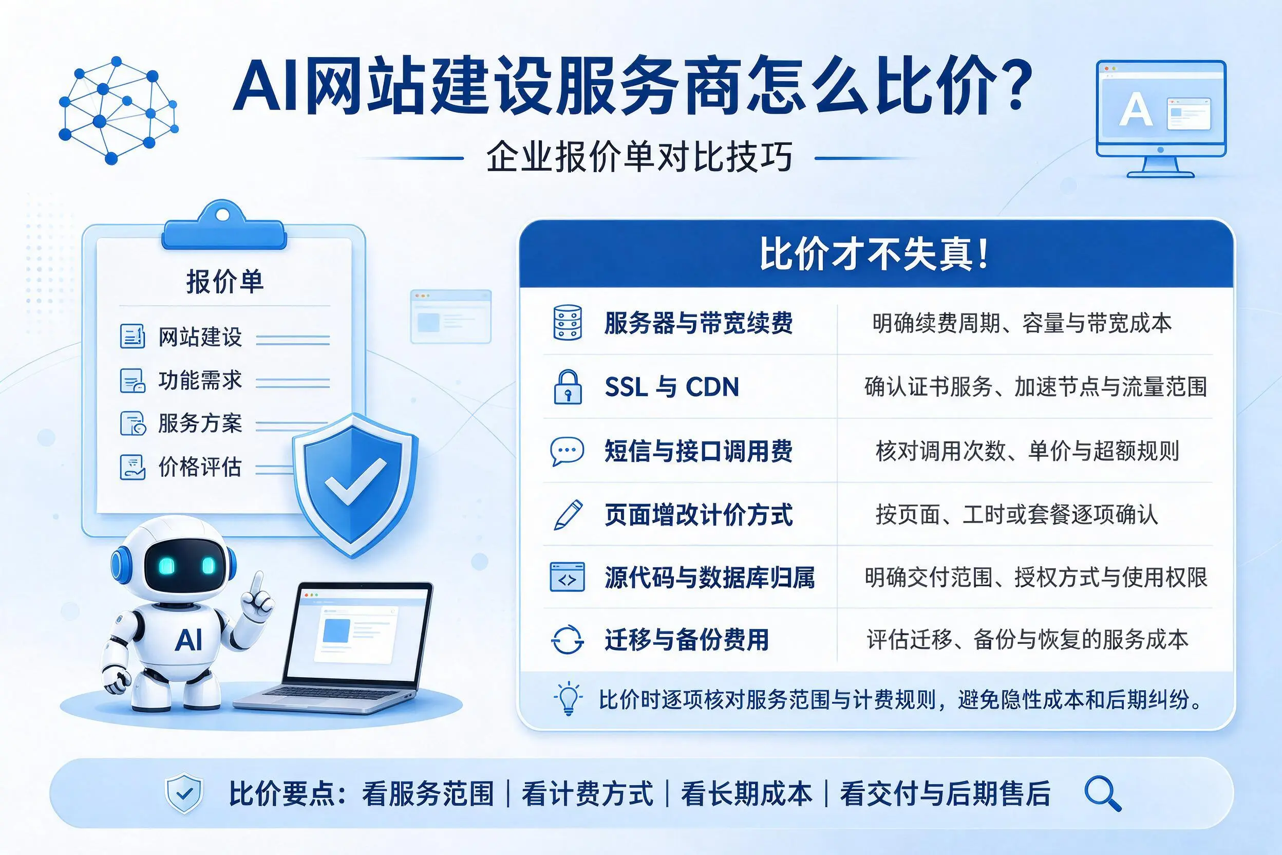 AI网站建设服务商怎么比价？山南企业报价单对比技巧